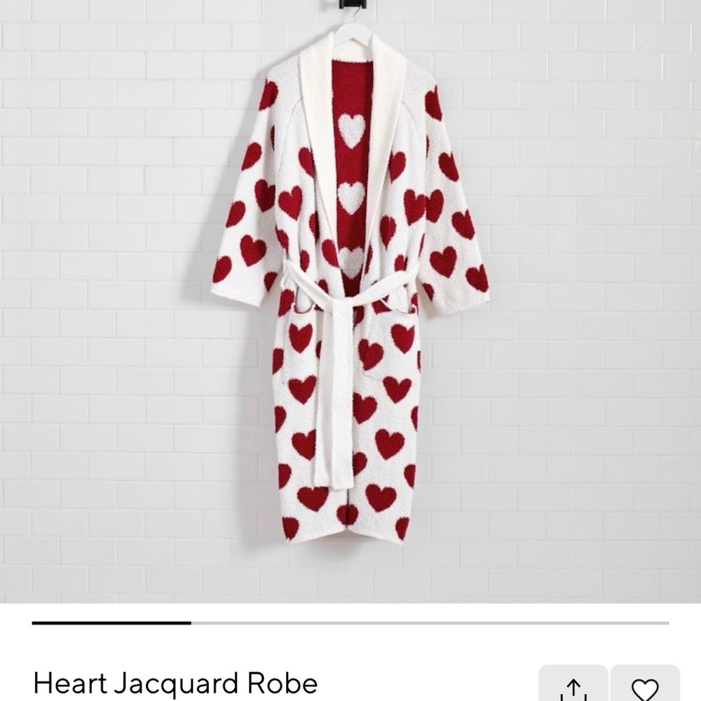 Pottery Barn Red and White Heart Jacquard Robe
